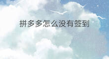 拼多多怎么没有签到 拼多多怎么没有