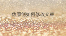 伪原创如何修改文章 chatgpt如何修改文章