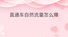直通车自然流量怎么爆 自然流量怎么开直通车