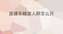 直通车精准人群怎么开 直通车精准人群要怎么开
