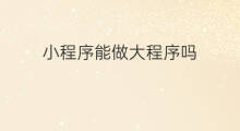 小程序能做大程序吗 小程序能做论坛吗