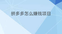 拼多多怎么赚钱项目 拼多多怎么赚钱ap