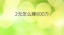 2元怎么赚800万 怎样赚800万