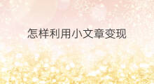 怎样利用小文章变现 怎样利用chatgpt变现
