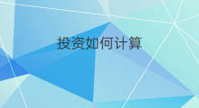 投资如何计算 投资收益怎么计算