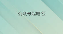 公众号起啥名 31号起啥名