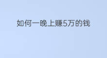 如何一晚上赚5万的钱 怎么可以一晚上赚5万元