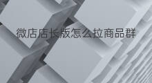 微店店长版怎么拉商品群 店群怎么拉
