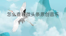 怎么查看微头条原创音乐 微头条音乐怎么配