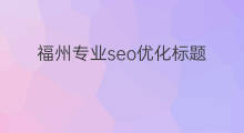 福州专业seo优化标题 福州专业seo搜索优化