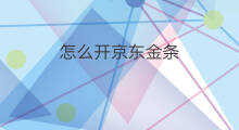 怎么开京东金条 京东金条费用