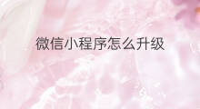 微信小程序怎么升级 可以微信小程序