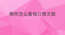 推特怎么看每日推文数 推特推文总数怎么看