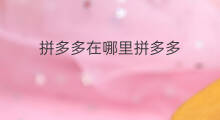 拼多多在哪里拼多多 拼多多在哪里看拼小圈