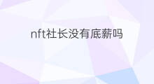 nft社长没有底薪吗 快手有底薪吗