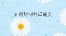 如何烧制冬瓜虾皮 虾皮冬瓜怎么