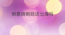 明嘉靖朝廷还出海吗 厨师还出海吗