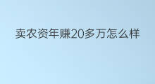 卖农资年赚20多万怎么样 怎么样能一年赚20万