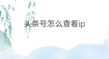 头条号怎么查看ip 怎样查看头条号ip