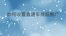 如何设置直通车商品推广 直通车商品推广如何设置