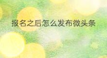 报名之后怎么发布微头条 明日之后怎么发布微头条