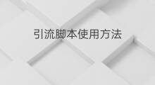 引流脚本使用方法 引流管使用方法