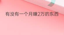 有没有一个月赚2万的东西 怎样一个月赚2万