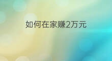 如何在家赚2万元 如何在1天赚2万元