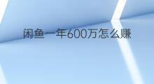 闲鱼一年600万怎么赚 闲鱼一年能赚50万吗