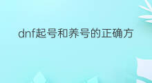 dnf起号和养号的正确方法 dnf怎么养号起号