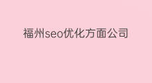 福州seo优化方面公司 福州seo优化