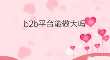 b2b平台能做大吗 b2b平台能做吗