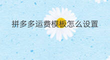 拼多多运费模板怎么设置 淘宝运费模板怎么设置