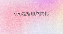 seo是指自然优化 seo优化是指什么排名