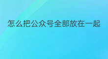 怎么把公众号全部放在一起 怎样把公众号消息放一起