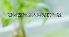 如何去掉别人网站的标题 怎么把网站的标题去掉