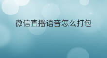 微信直播语音怎么打包 微信直播怎么打包语音文件