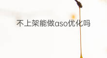 不上架能做aso优化吗 aso优化师要上架应用吗