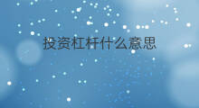 投资杠杆什么意思 什么是投资杠杆