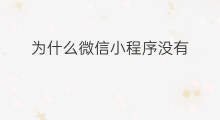 为什么微信小程序没有 为什么微信没有小程序