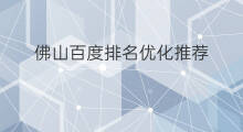 佛山百度排名优化推荐 佛山优化百度排名
