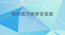 如何成为拼多多卖家 如何成为拼多多的卖家