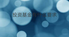 投资基金有什么要求 基金投资是什么