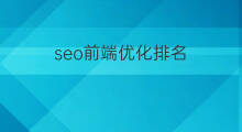 seo前端优化排名 珠海前端seo优化