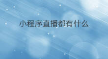 小程序直播都有什么 小程序都有什么程序