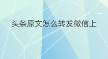 头条原文怎么转发微信上 微头条原文怎么写