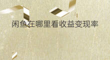 闲鱼在哪里看收益变现率 闲鱼在哪里看收益变现