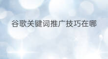 谷歌关键词推广技巧在哪 谷歌关键词优化推广排名