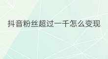 抖音粉丝超过一千怎么变现 抖音粉丝一千可以