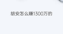 胡安怎么赚1300万的 如何赚1300万